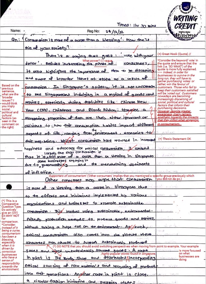 marking sample - blue herring academy