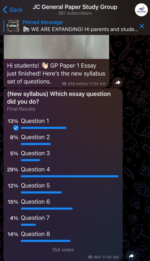 Telegram group chat for A Level General Paper students