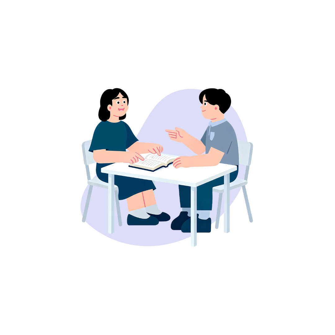 Two-students-studying-together-for-O-level-oral-practice
