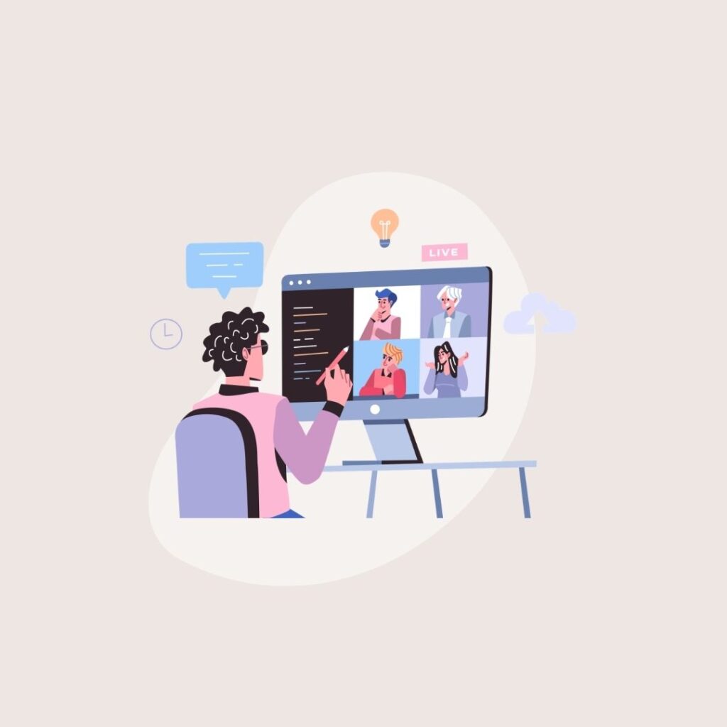 Online lesson guiding students on questions